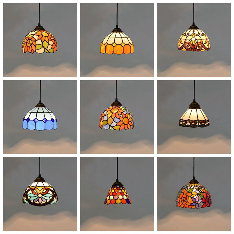 Retro Mediterranean Creative Stained Glass Chandelier