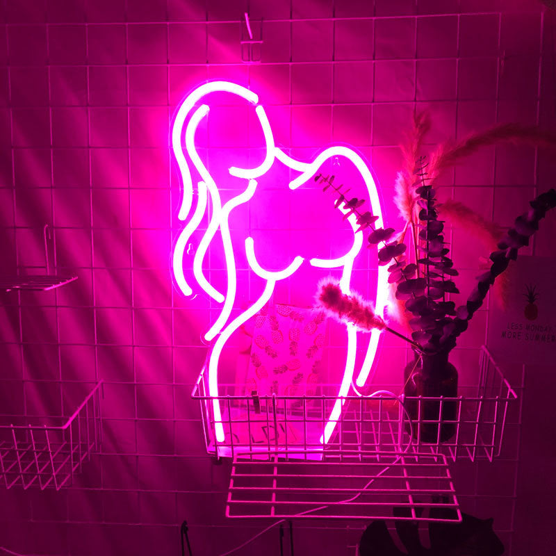 LED Neon Sign lady Artwork Night Light Neon Bulbs Lamp Bedroom Decoration Lighting