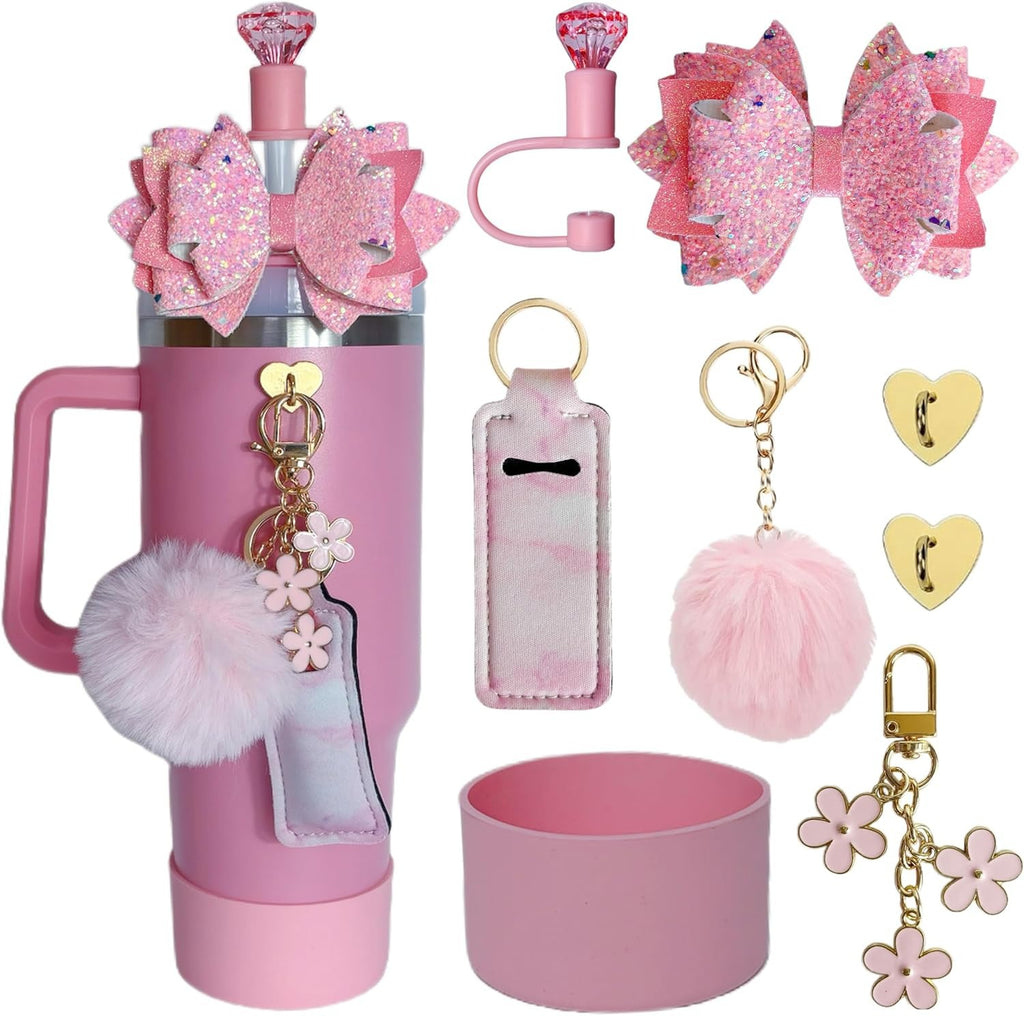 Glitter Bow Decoration StanleyCup Accessories 8-piece Set