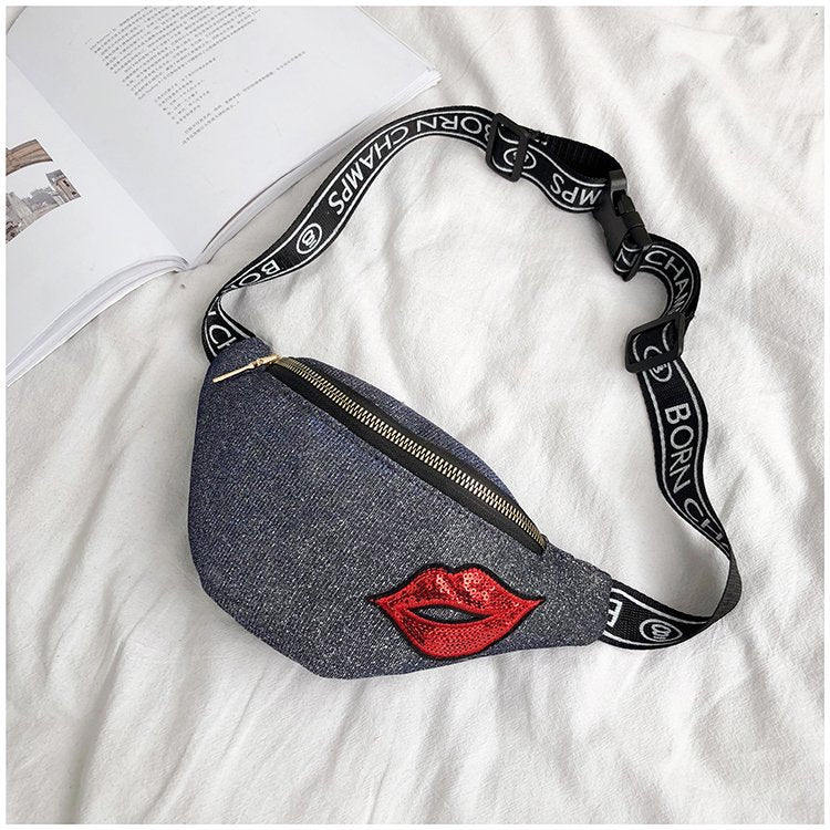 Bling Glitter Women Waist Chest Bag