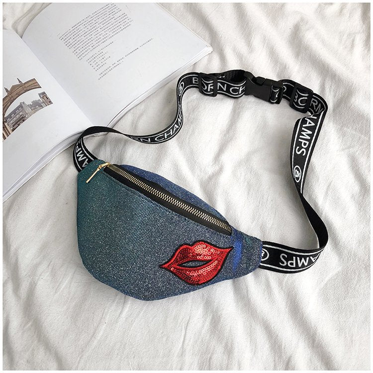 Bling Glitter Women Waist Chest Bag