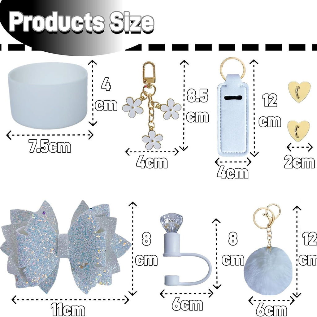 Glitter Bow Decoration StanleyCup Accessories 8-piece Set