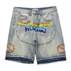 Mens Patchwork Stitching Rainbow Embroidery