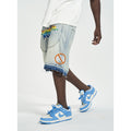 Mens Patchwork Stitching Rainbow Embroidery