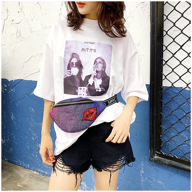 Bling Glitter Women Waist Chest Bag