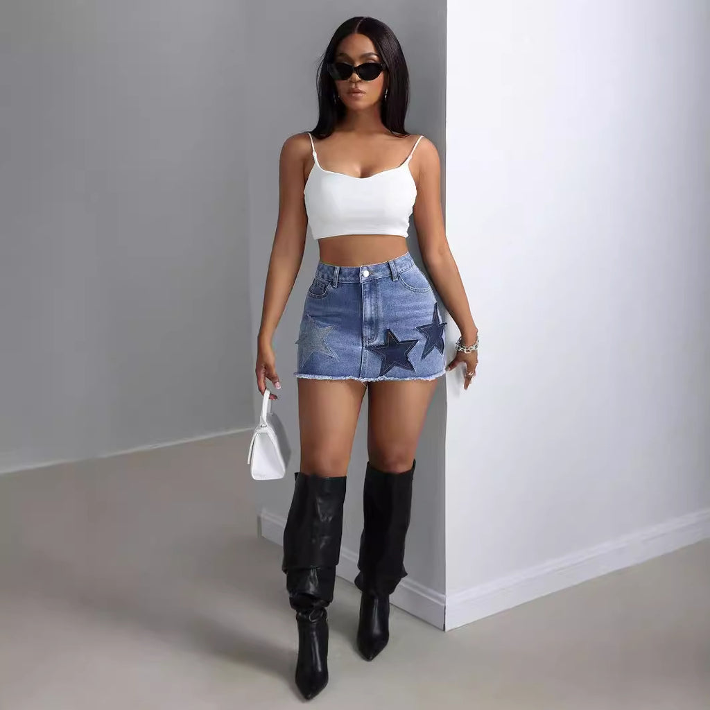 High-Waisted Slimming Ultra-Short Denim Skirt