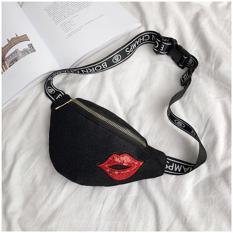 Bling Glitter Women Waist Chest Bag