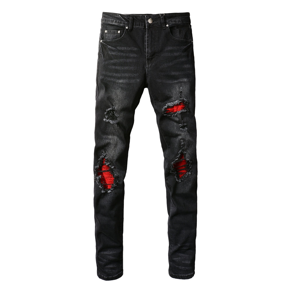 Amiri Jeans Red Patch Stretch Slim Pants