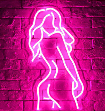 LED Neon Sign lady Artwork Night Light Neon Bulbs Lamp Bedroom Decoration Lighting