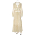 Womens Lace Chiffon Cardigan Top And Loose Long Skirt Set