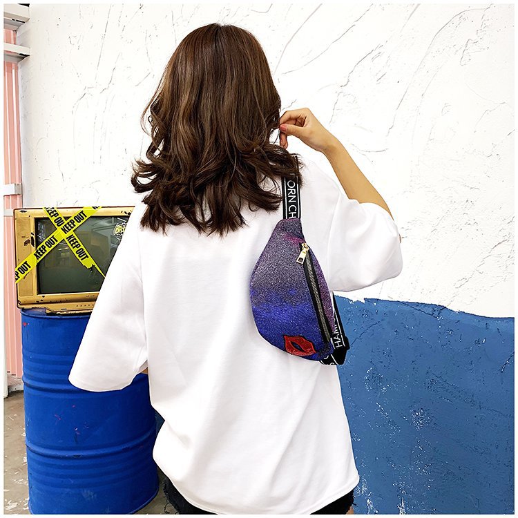 Bling Glitter Women Waist Chest Bag