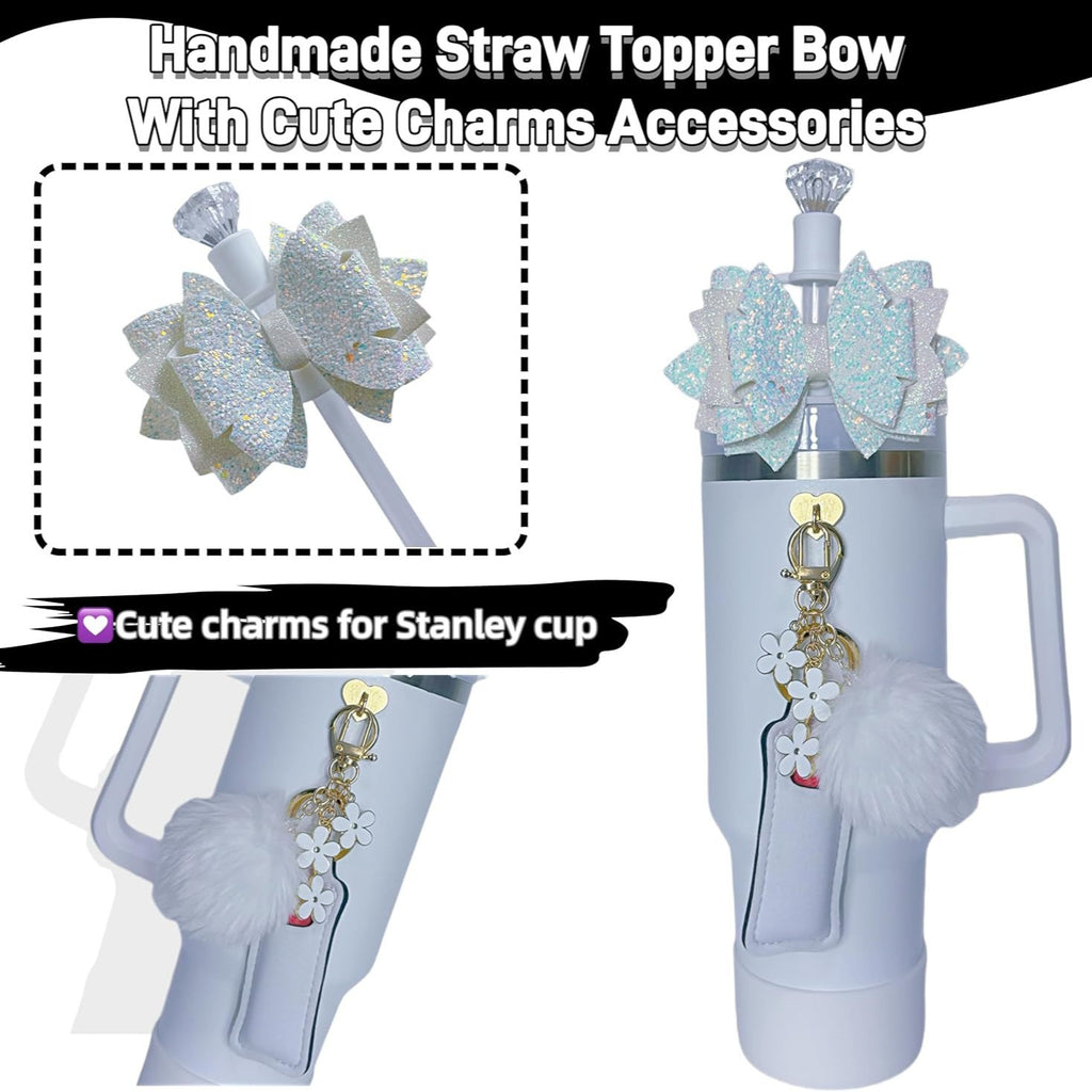 Glitter Bow Decoration StanleyCup Accessories 8-piece Set