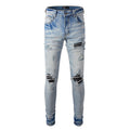 Patch Stretch Slim Fit Skinny Jeans For Men