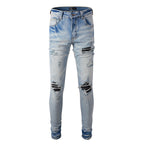 Patch Stretch Slim Fit Skinny Jeans For Men