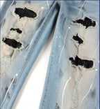 Amiri Jeans Ripped Rhinestone Graffiti Skinny Pants