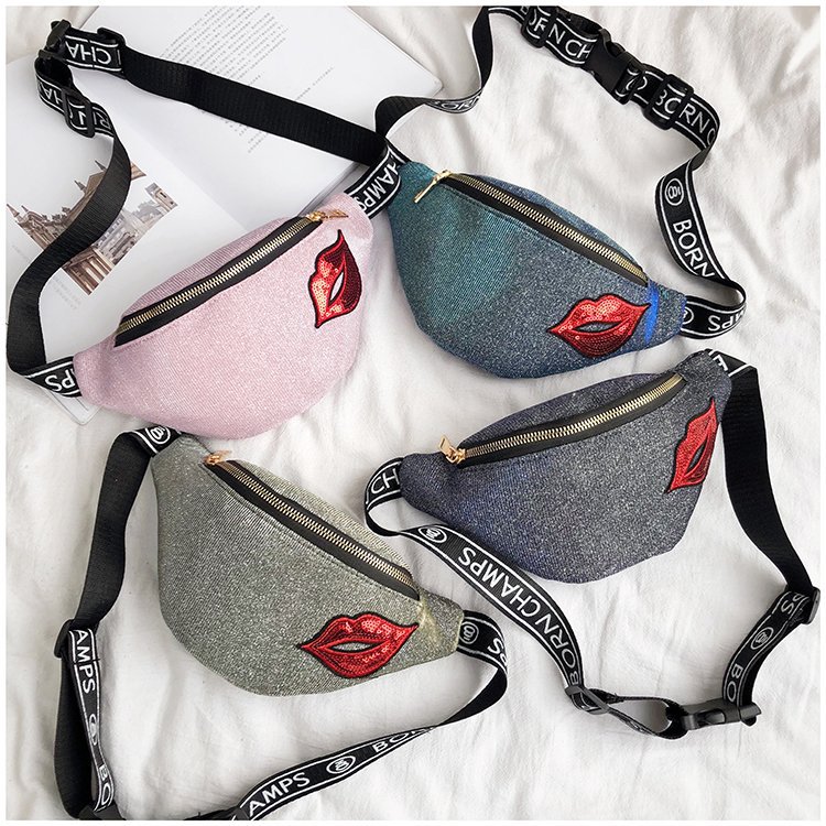 Bling Glitter Women Waist Chest Bag