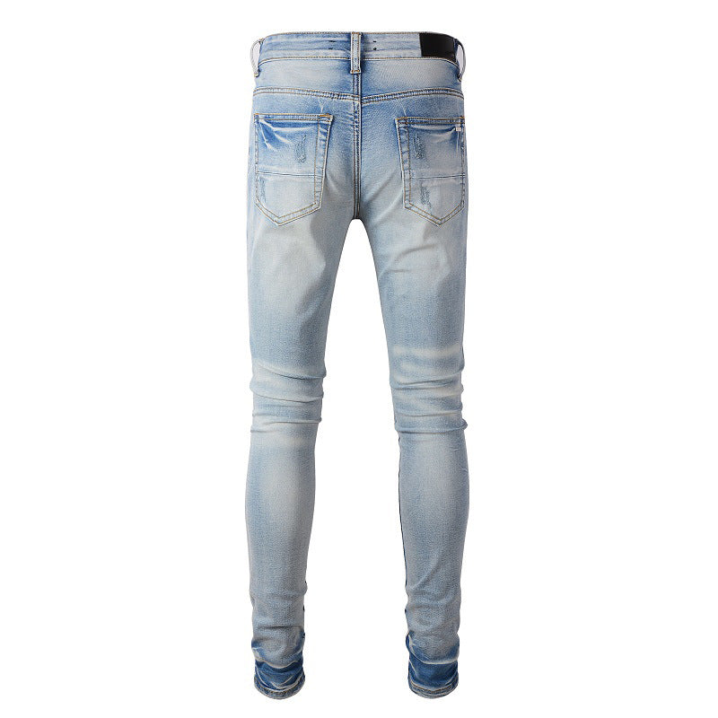 Patch Stretch Slim Fit Skinny Jeans For Men