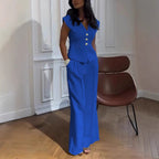 Womens Casual Two-Piece Set With V-Neck And Hooded Sleeves