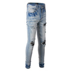 Patch Stretch Slim Fit Skinny Jeans For Men