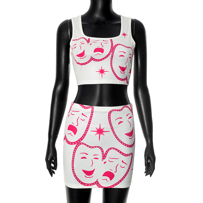 Chic American Street-style Spicy Girl Print Outfit