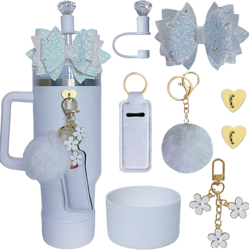 Glitter Bow Decoration StanleyCup Accessories 8-piece Set