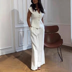 Womens Casual Two-Piece Set With V-Neck And Hooded Sleeves