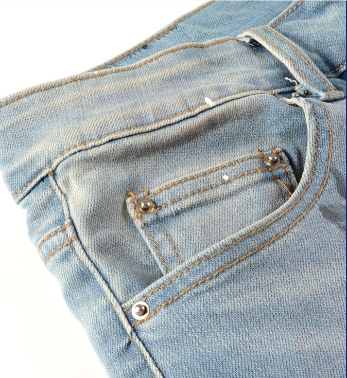 Amiri Jeans Ripped Rhinestone Graffiti Skinny Pants