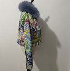 Women's Vintage Printing Denim Plush Thickened Coat