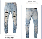 Amiri Jeans Ripped Rhinestone Graffiti Skinny Pants