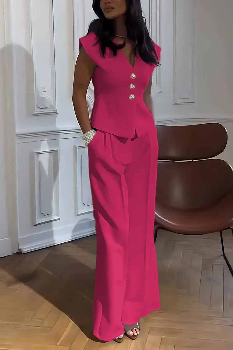 Womens Casual Two-Piece Set With V-Neck And Hooded Sleeves
