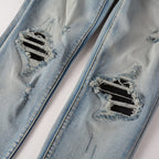 Patch Stretch Slim Fit Skinny Jeans For Men