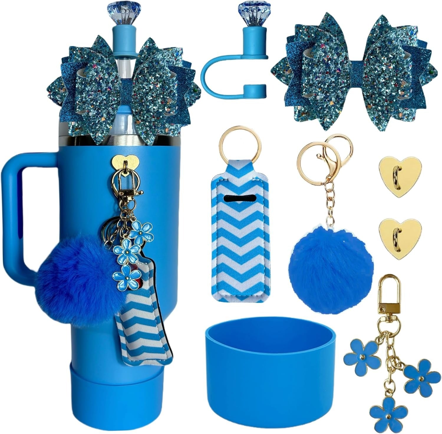 Glitter Bow Decoration StanleyCup Accessories 8-piece Set