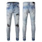 Patch Stretch Slim Fit Skinny Jeans For Men