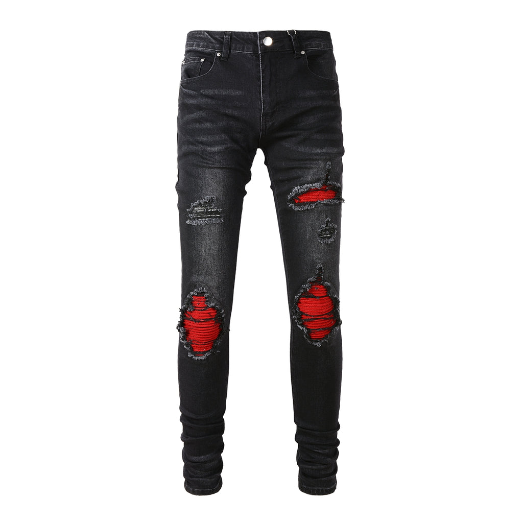 Amiri Jeans Red Patch Stretch Slim Pants