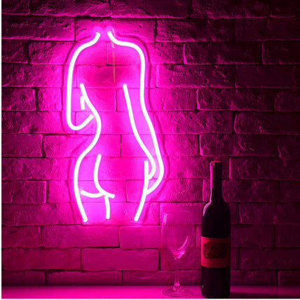LED Neon Sign lady Artwork Night Light Neon Bulbs Lamp Bedroom Decoration Lighting