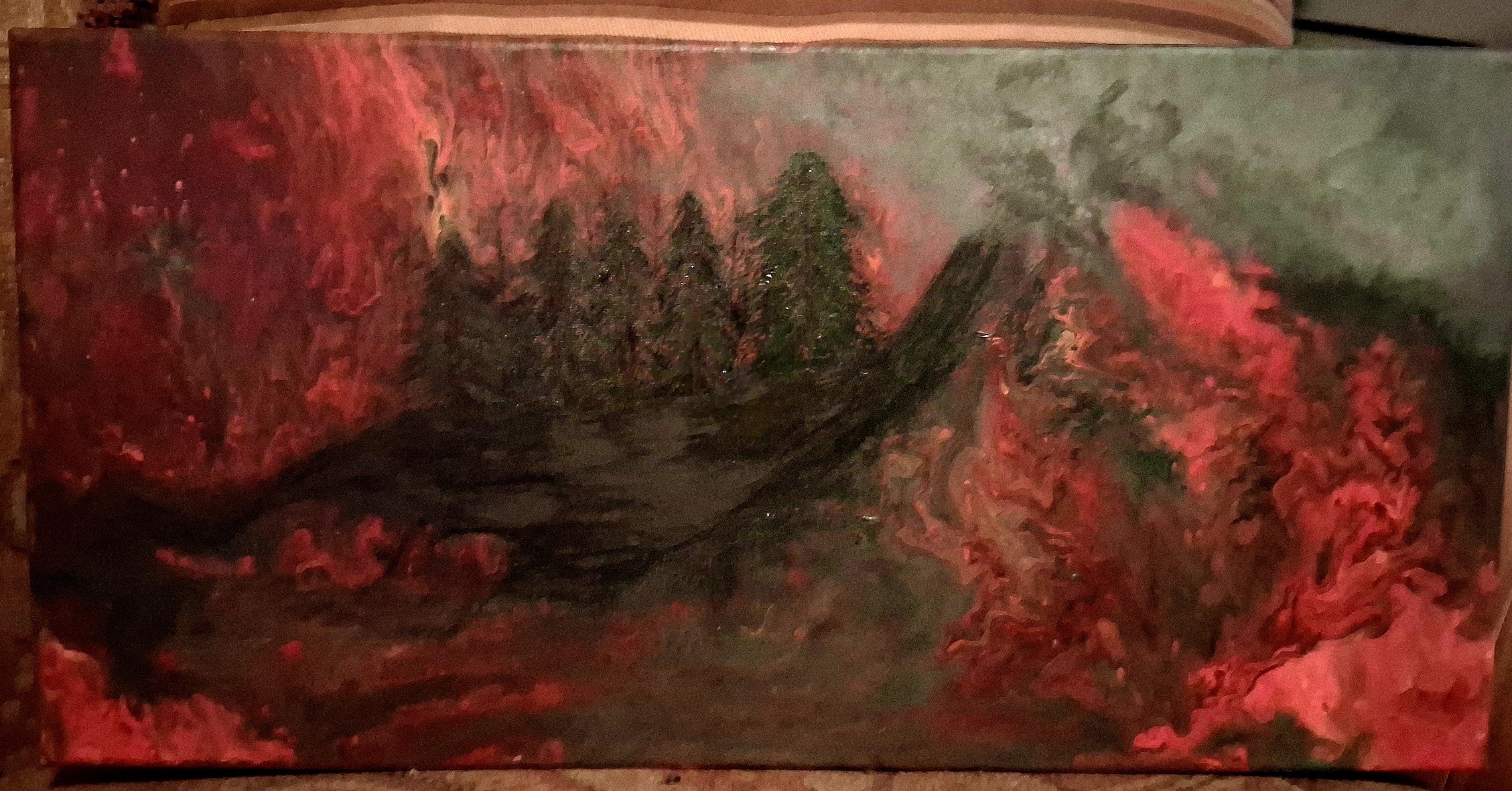 Volcano explosion acrylic pour